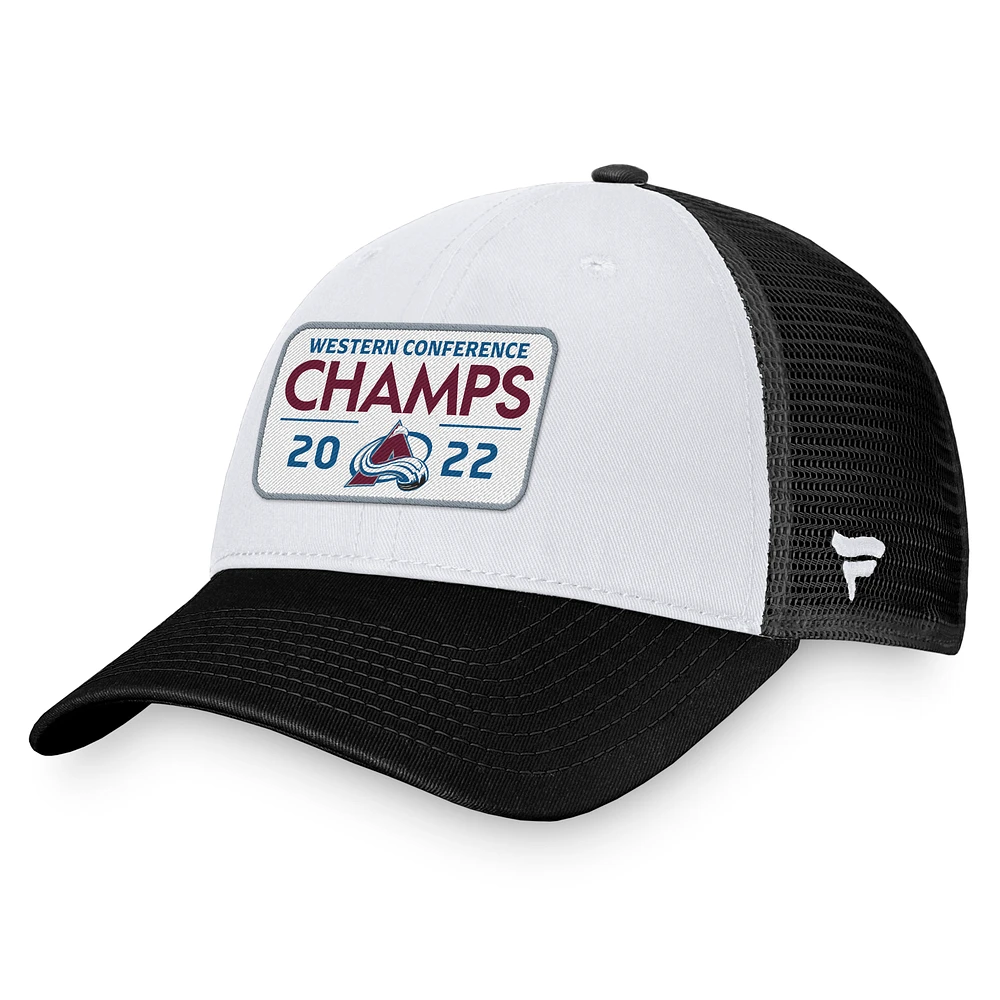 Men's Fanatics Black Colorado Avalanche 2022 Western Conference Champions Locker Room Trucker Adjustable Hat