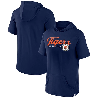 Men's Fanatics Navy Detroit Tigers Offensive Strategy Short Sleeve Pullover Hoodie