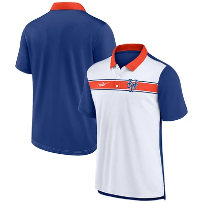 Men's Nike White/Royal New York Mets Rewind Stripe Polo