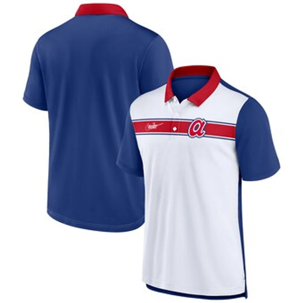 Men's Nike White/Royal Atlanta Braves Rewind Stripe Polo