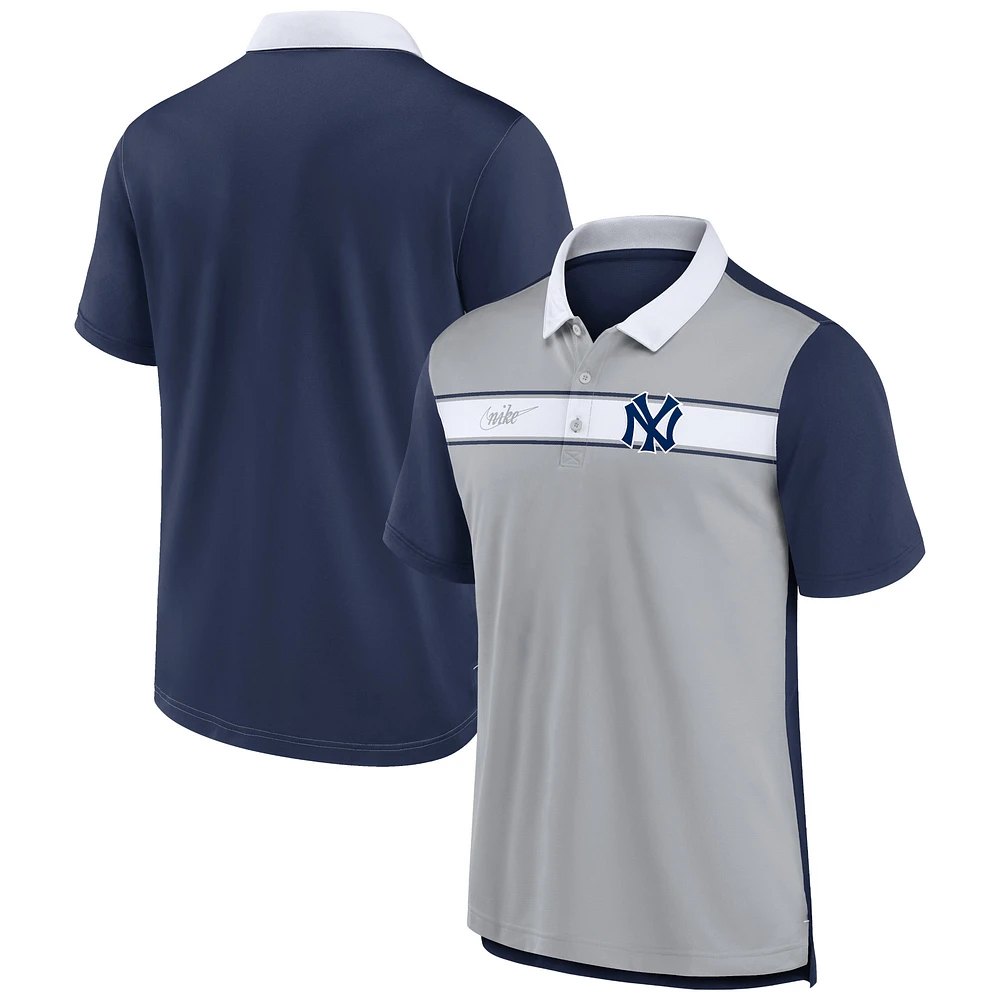 Men's Nike Gray/Navy New York Yankees Rewind Stripe Polo