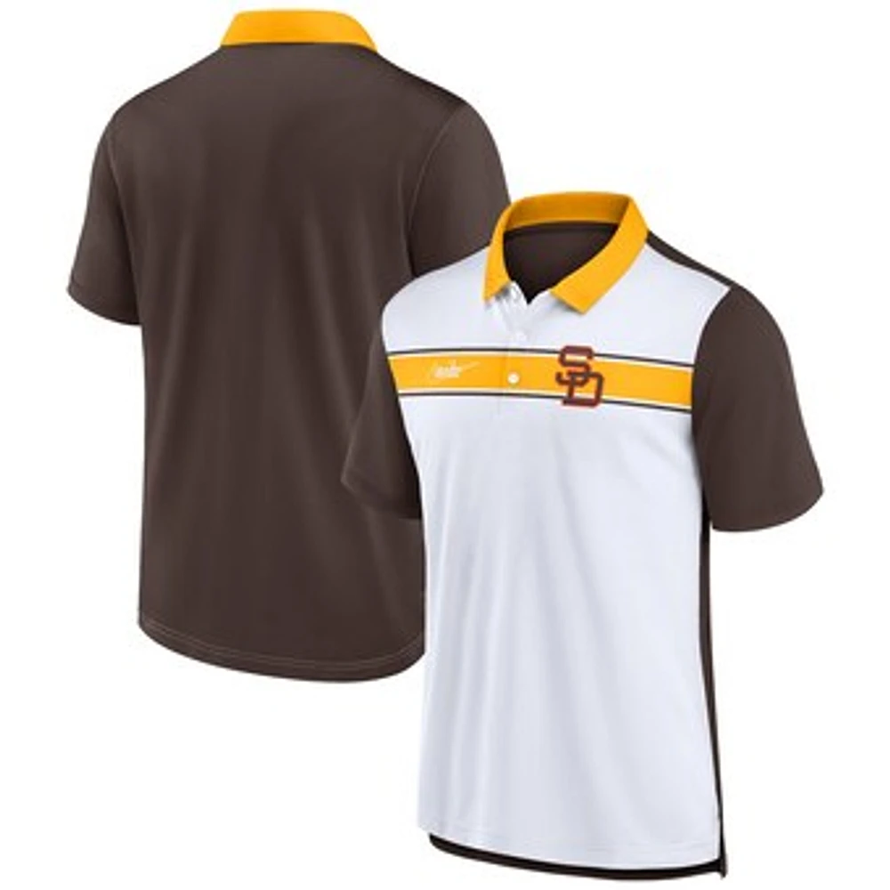 Men's Nike White/Brown San Diego Padres Rewind Stripe Polo