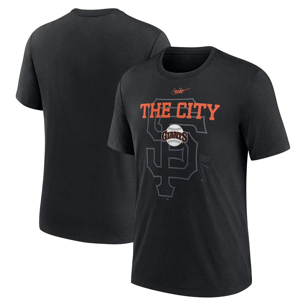 Men's Nike Black San Francisco Giants Rewind Retro Tri-Blend T-Shirt