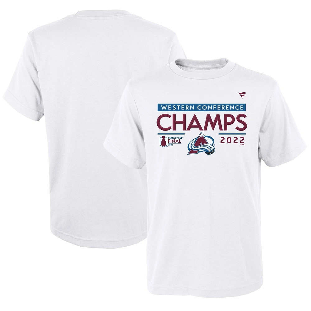 Youth Fanatics White Colorado Avalanche 2022 Western Conference Champions Locker Room T-Shirt