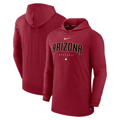 Men's Nike Heather Red Arizona Diamondbacks Authentic Collection Early Work Tri-Blend Performance Pullover Hoodie