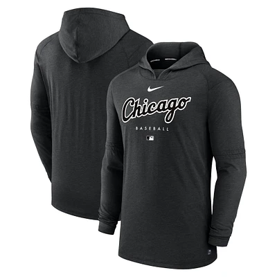 Men's Nike Heather Black Chicago White Sox Authentic Collection Early Work Tri-Blend Performance Pullover Hoodie