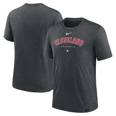 Men's Nike Heather Charcoal Cleveland Guardians Authentic Collection Early Work Tri-Blend Performance T-Shirt