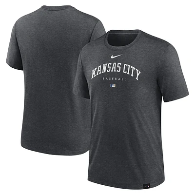 Men's Nike Heather Charcoal Kansas City Royals Authentic Collection Early Work Tri-Blend Performance T-Shirt