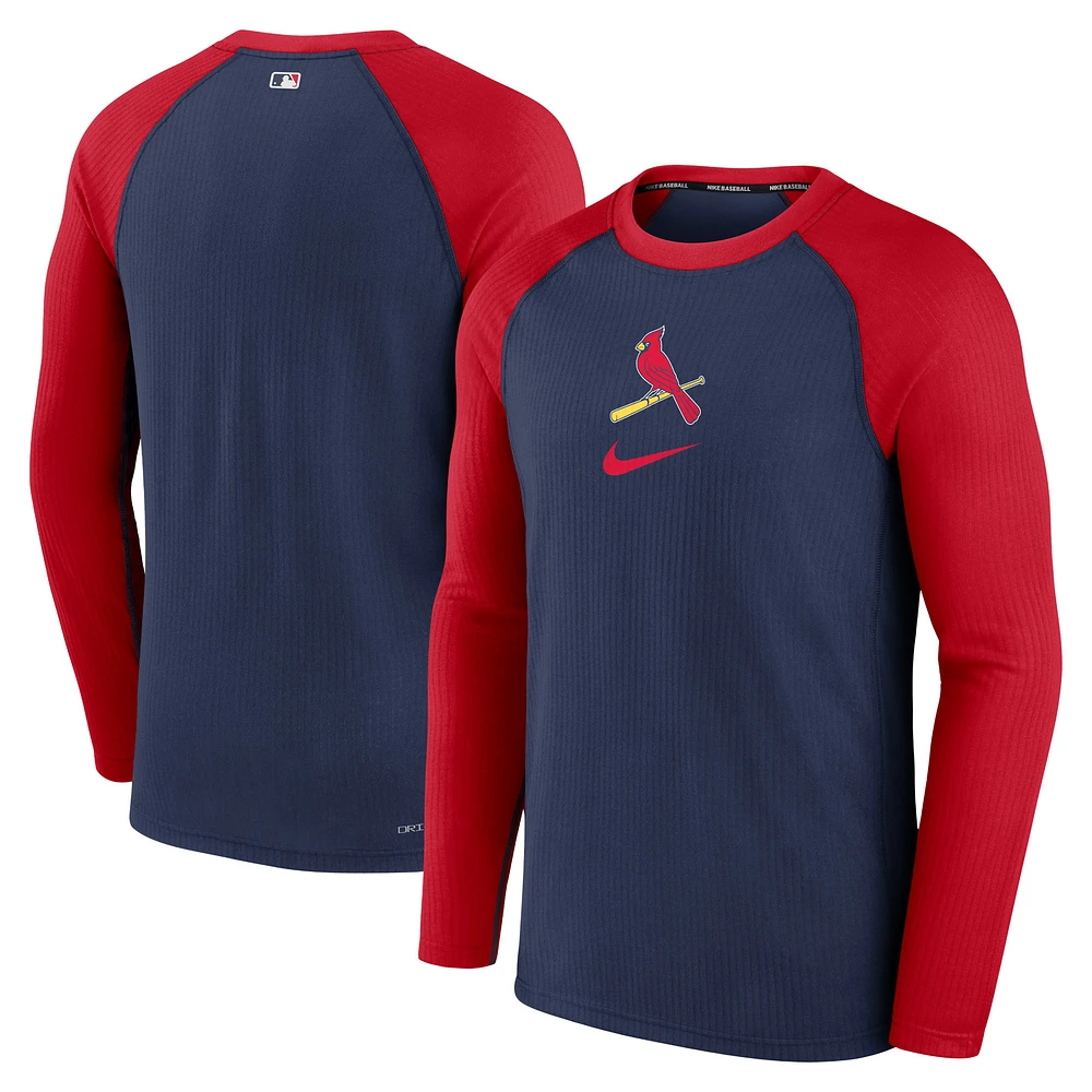 Men's Nike Navy St. Louis Cardinals Authentic Collection Game Raglan Performance Long Sleeve T-Shirt