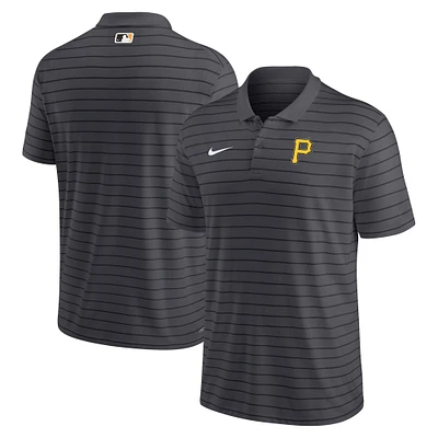Men's Nike Heather Charcoal Pittsburgh Pirates Authentic Collection Victory Striped Performance Polo