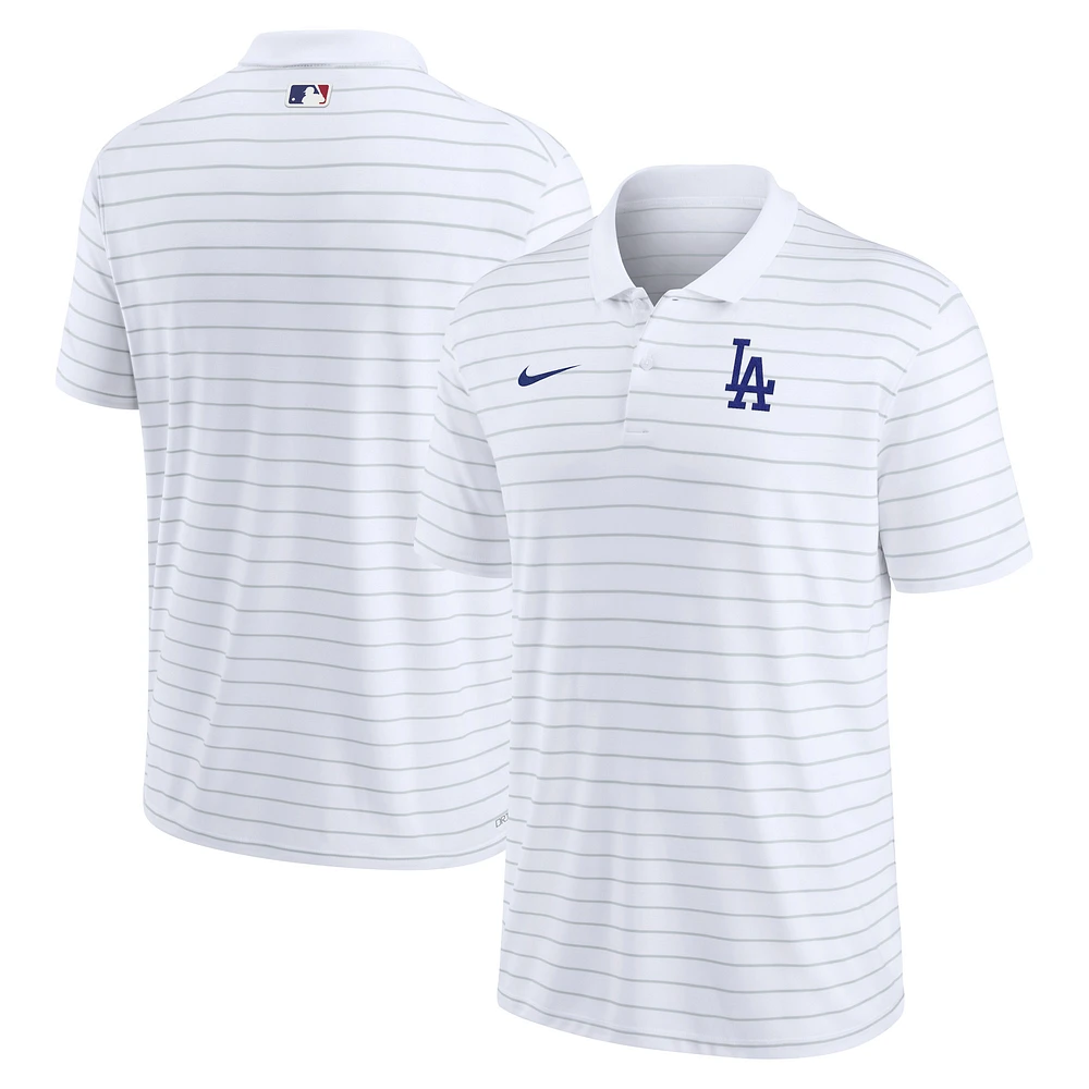 Men's Nike White Los Angeles Dodgers Authentic Collection Victory Striped Performance Polo