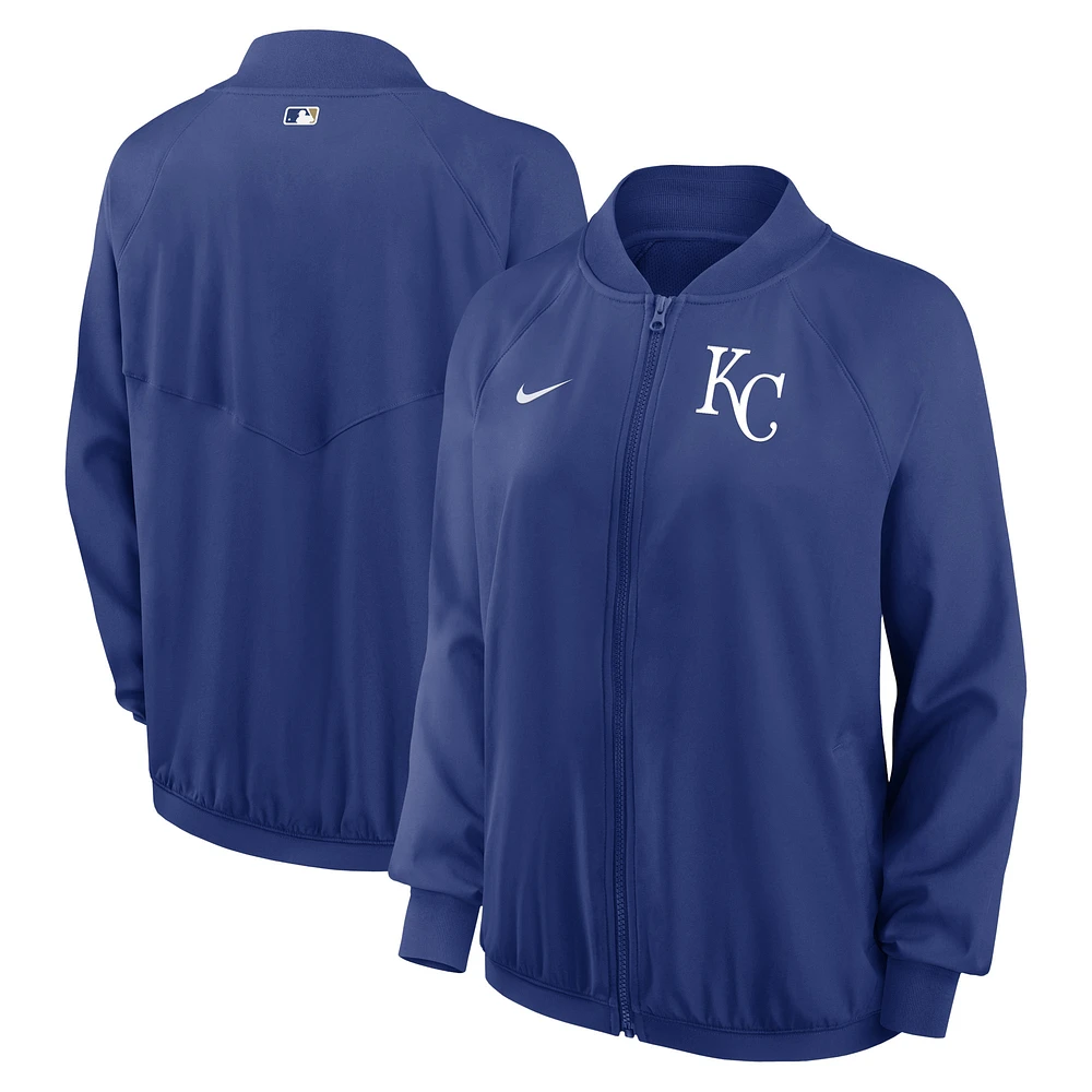 Women's Nike Royal Kansas City Royals Authentic Collection Team Raglan Performance Full-Zip Jacket