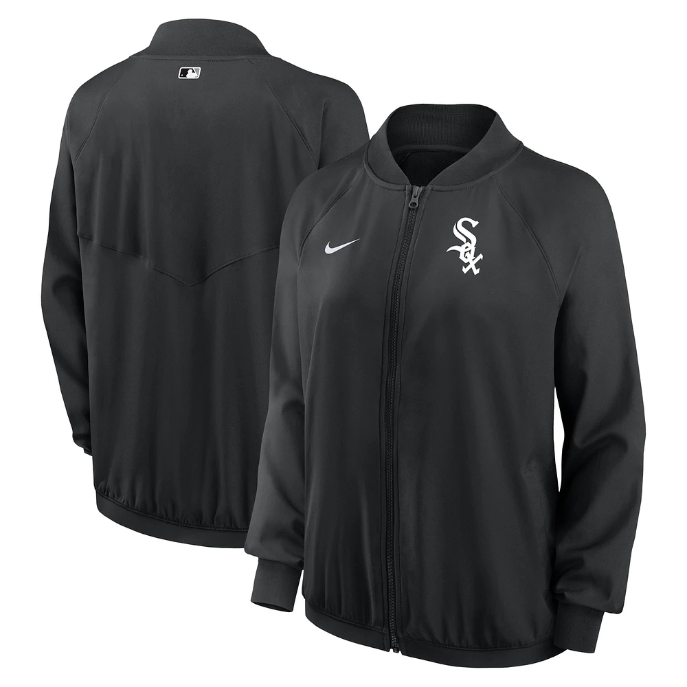 Women's Nike Black Chicago White Sox Authentic Collection Team Raglan Performance Full-Zip Jacket