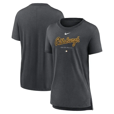 Women's Nike Heather Charcoal Pittsburgh Pirates Authentic Collection Early Work Tri-Blend T-Shirt