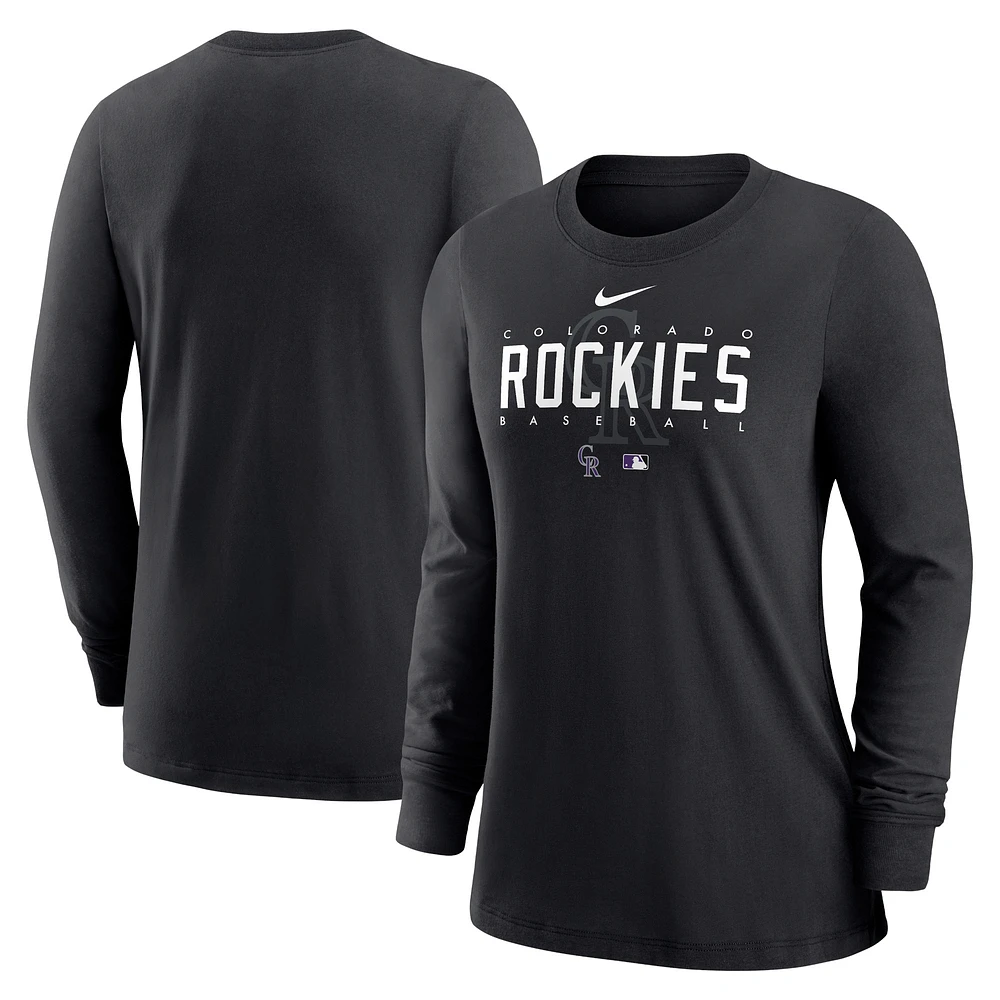 Women's Nike Black Colorado Rockies Authentic Collection Legend Performance Long Sleeve T-Shirt