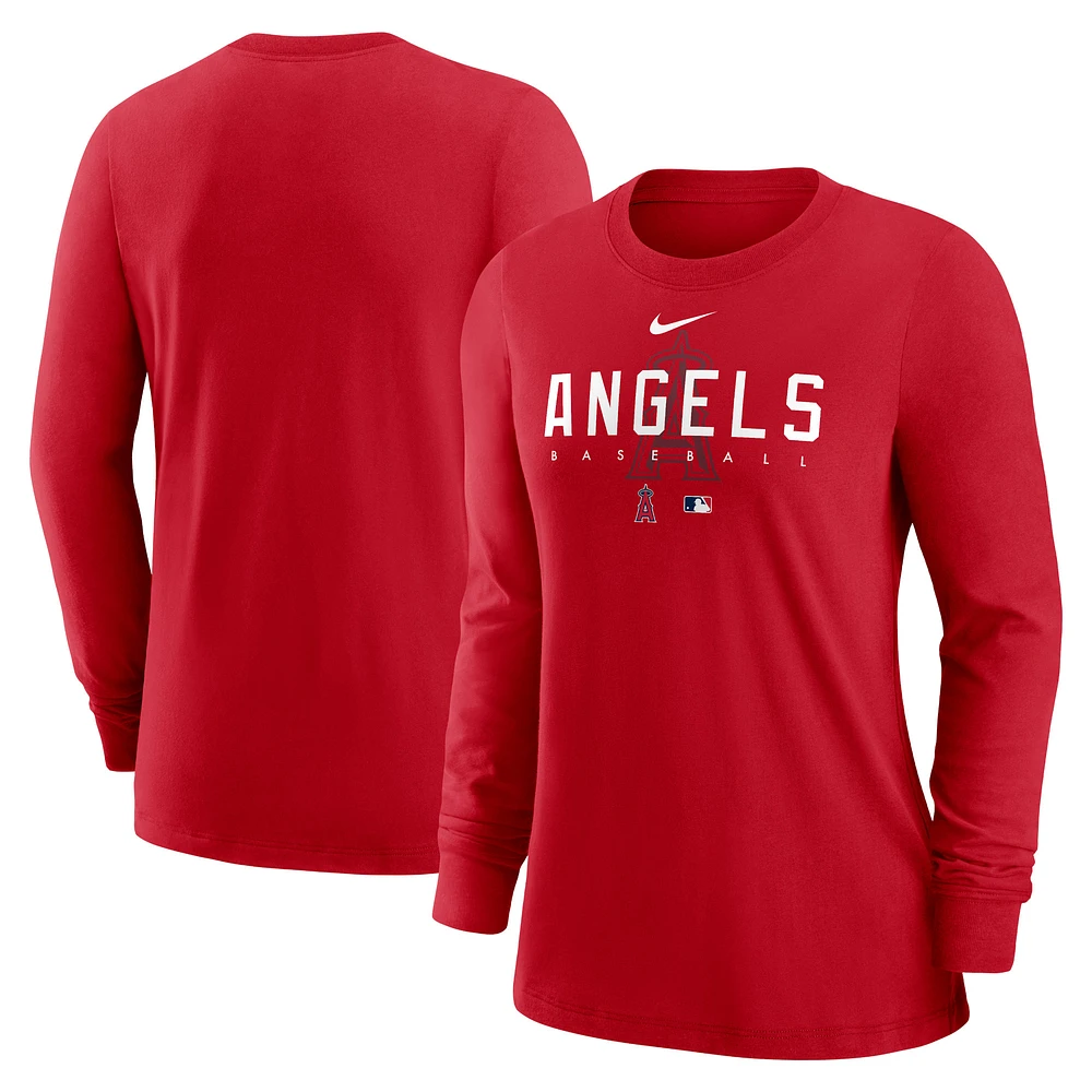 Women's Nike Red Los Angeles Angels Authentic Collection Legend Performance Long Sleeve T-Shirt