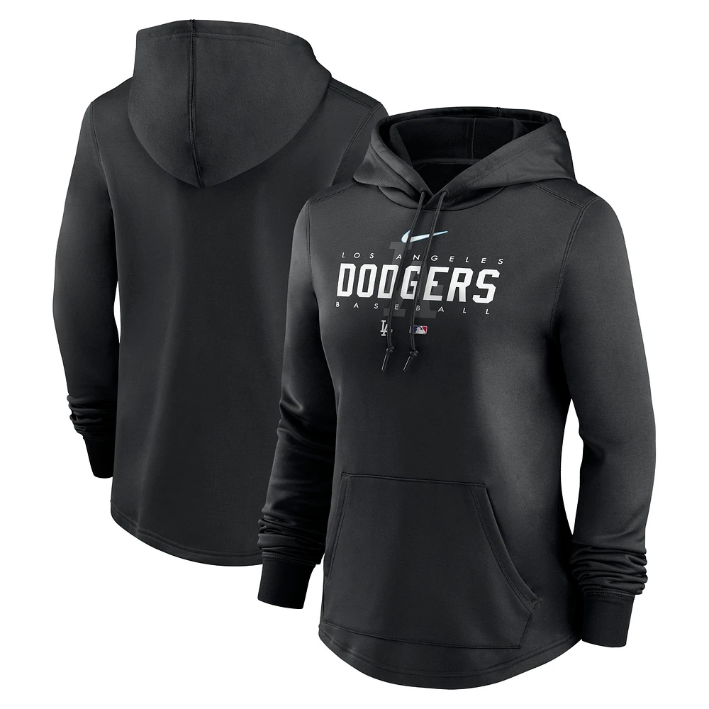 Women's Nike Black Los Angeles Dodgers Authentic Collection Pregame Performance Pullover Hoodie
