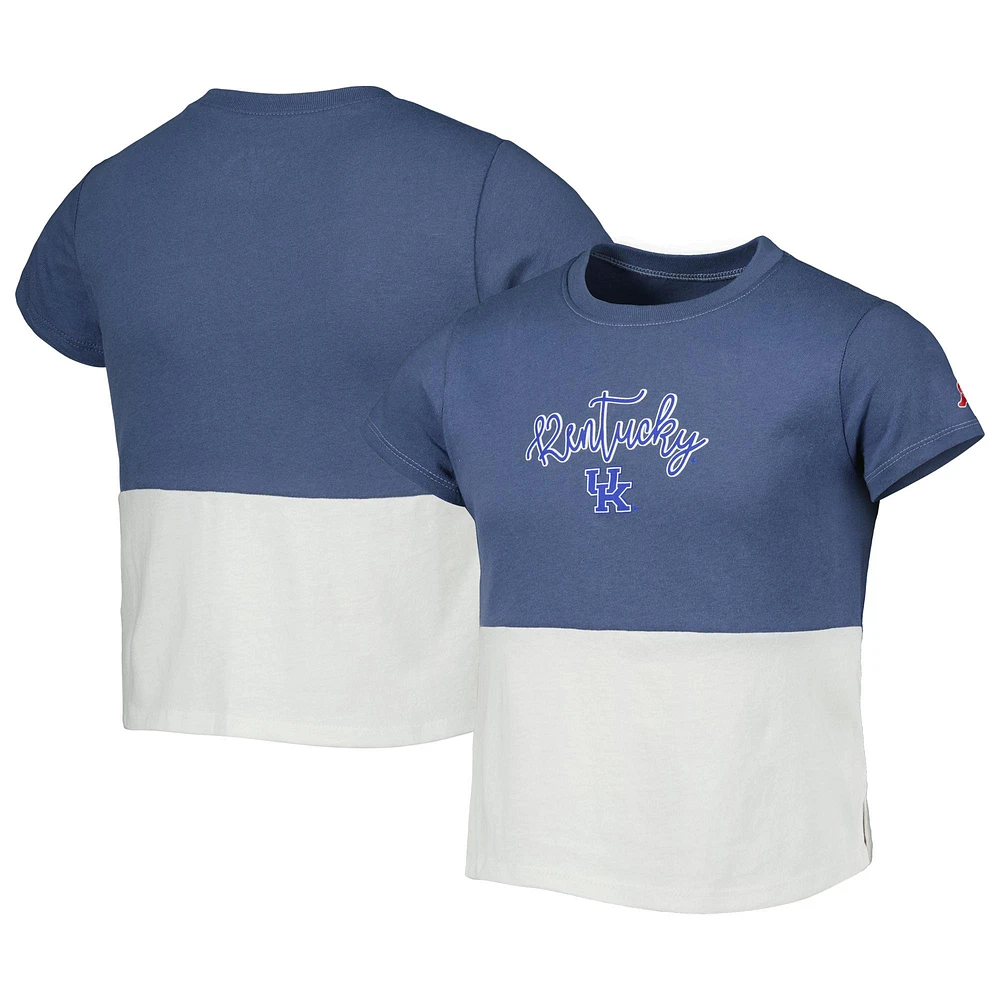 Girls Youth League Collegiate Wear Navy/White Kentucky Wildcats Colorblocked T-Shirt