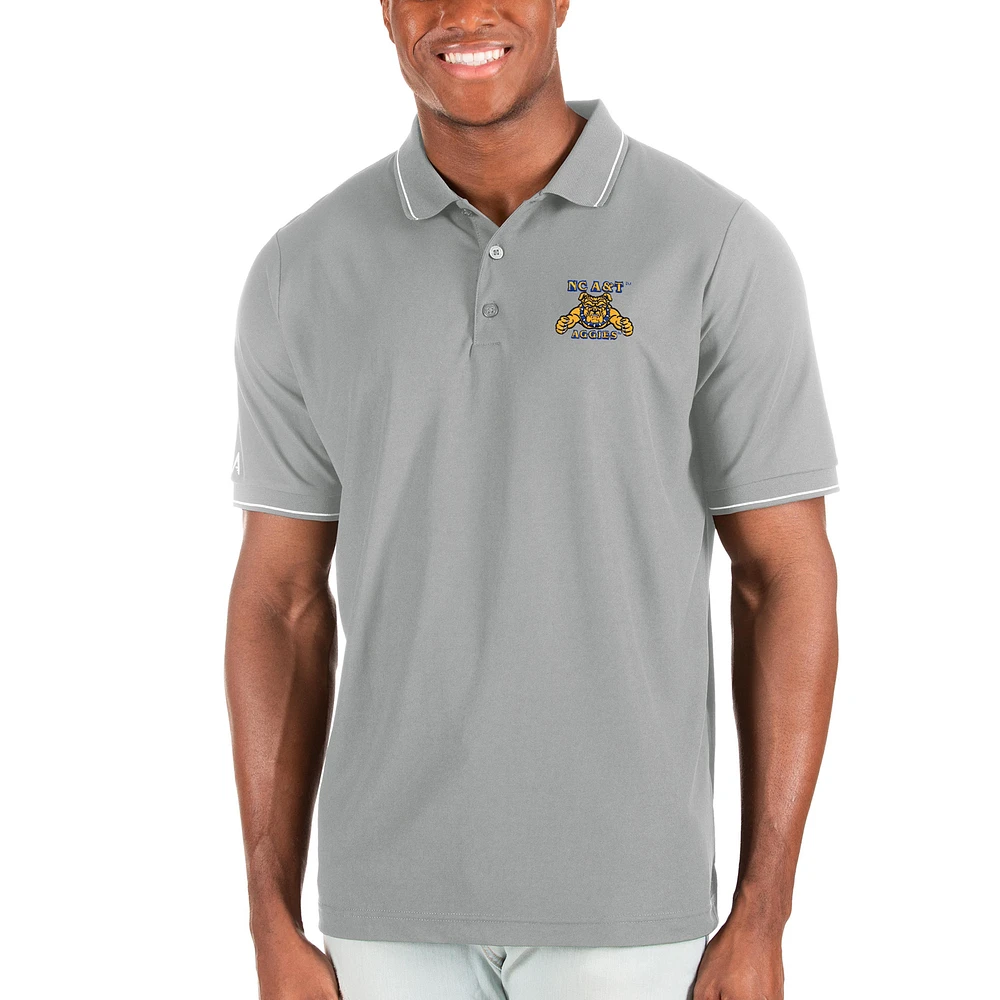 Men's Antigua Heathered Gray North Carolina A&T Aggies Affluent Polo