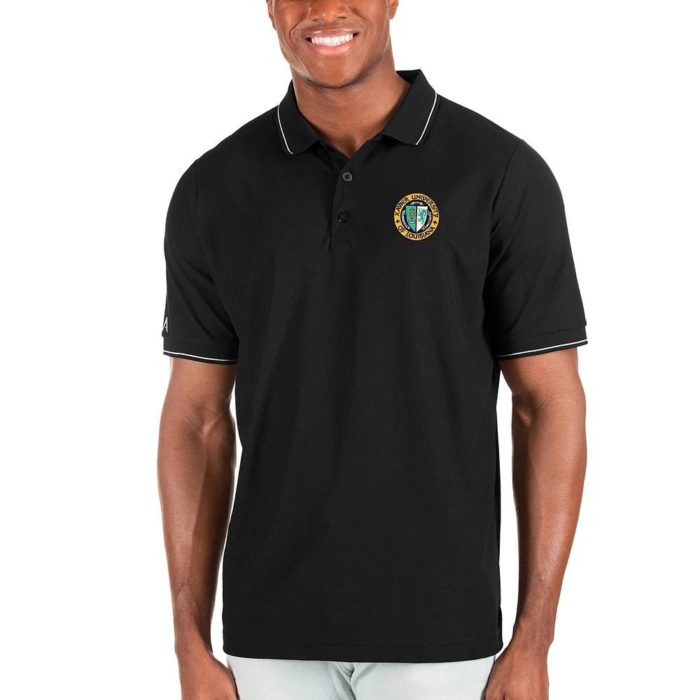 Men's Antigua Black XULA Gold Affluent Polo