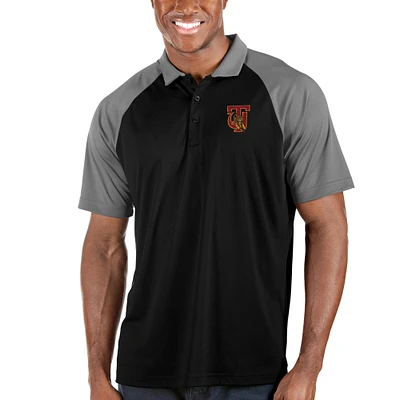 Men's Antigua Black/Gray Tuskegee Golden Tigers Nova Polo
