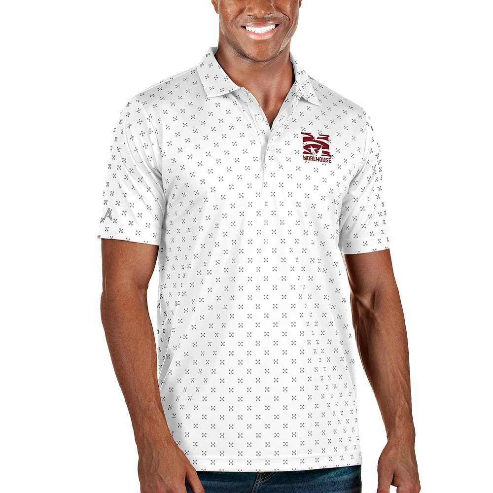 Men's Antigua White Morehouse Maroon Tigers Spark Polo