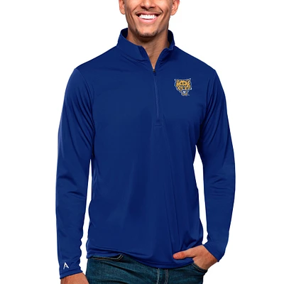 Men's Antigua Royal Fort Valley State Wildcats Tribute Quarter-Zip Pullover Top