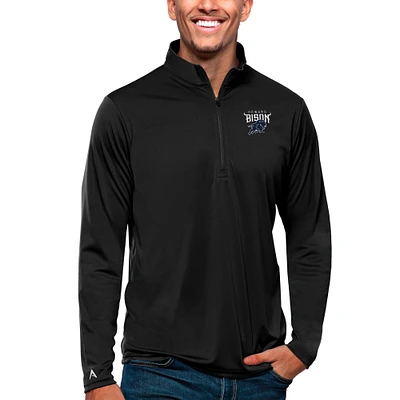 Men's Antigua Black Howard Bison Tribute Quarter-Zip Pullover Top