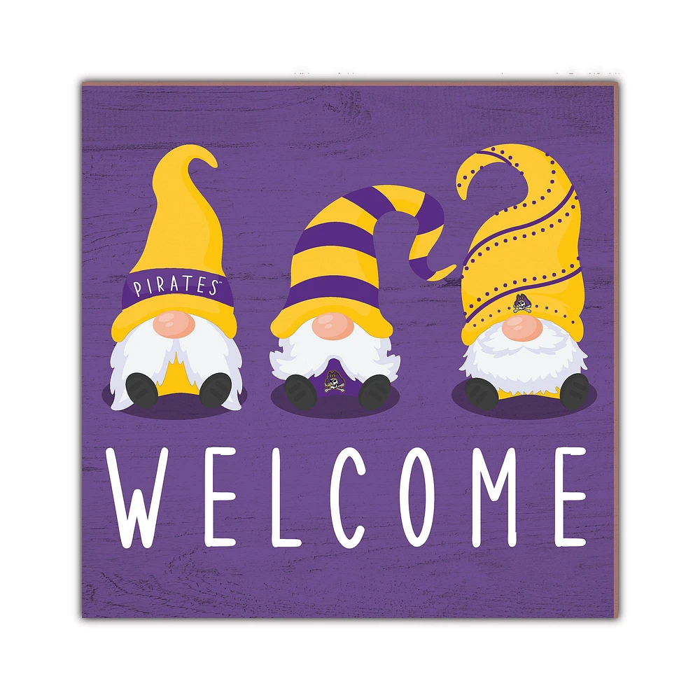 ECU Pirates 10'' x 10'' Welcome Gnomes Sign