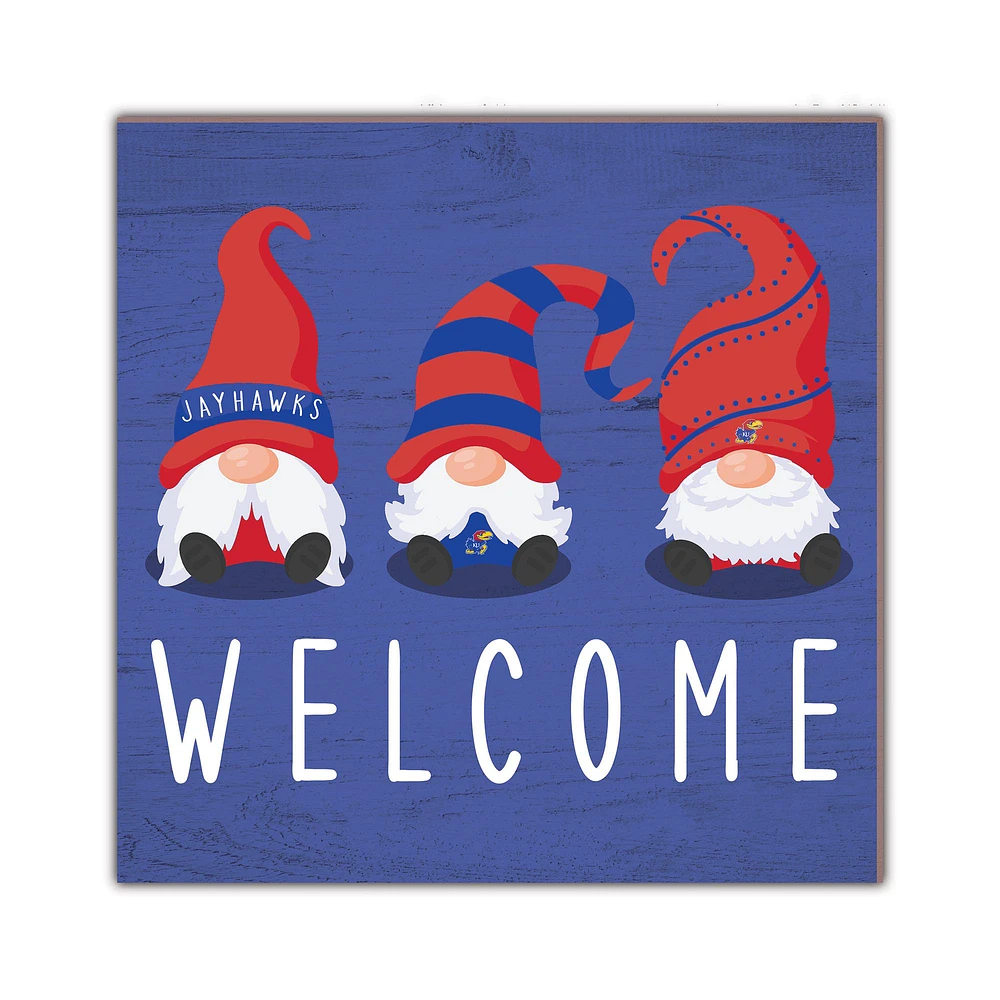 Kansas Jayhawks 10'' x 10'' Welcome Gnomes Sign