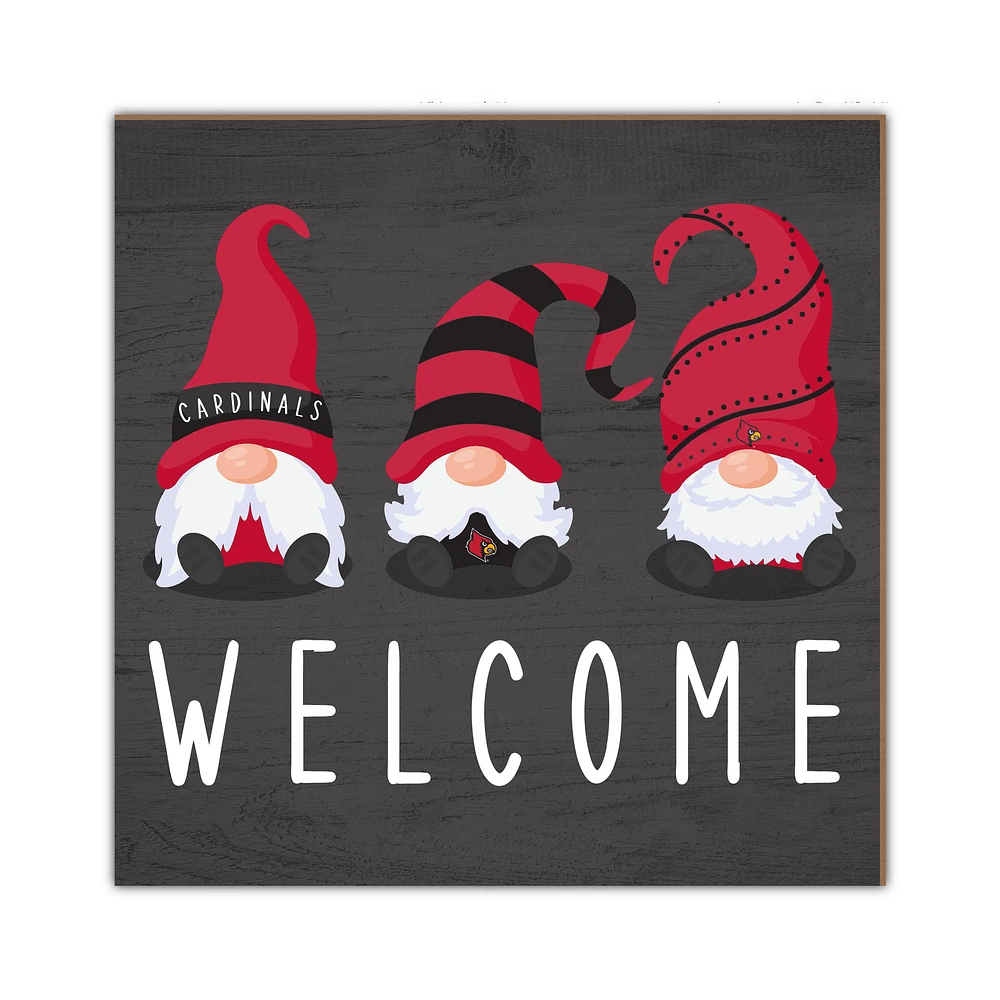 Louisville Cardinals 10'' x 10'' Welcome Gnomes Sign