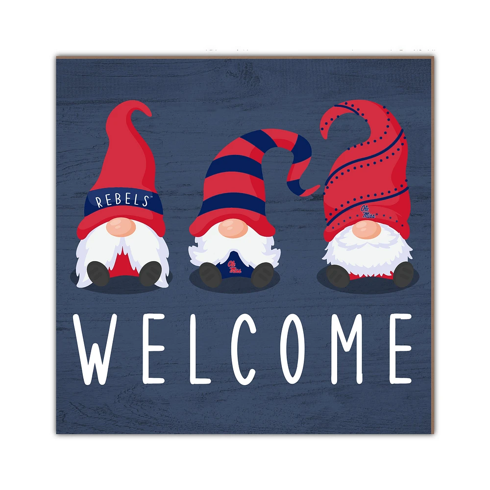 Ole Miss Rebels 10'' x 10'' Welcome Gnomes Sign