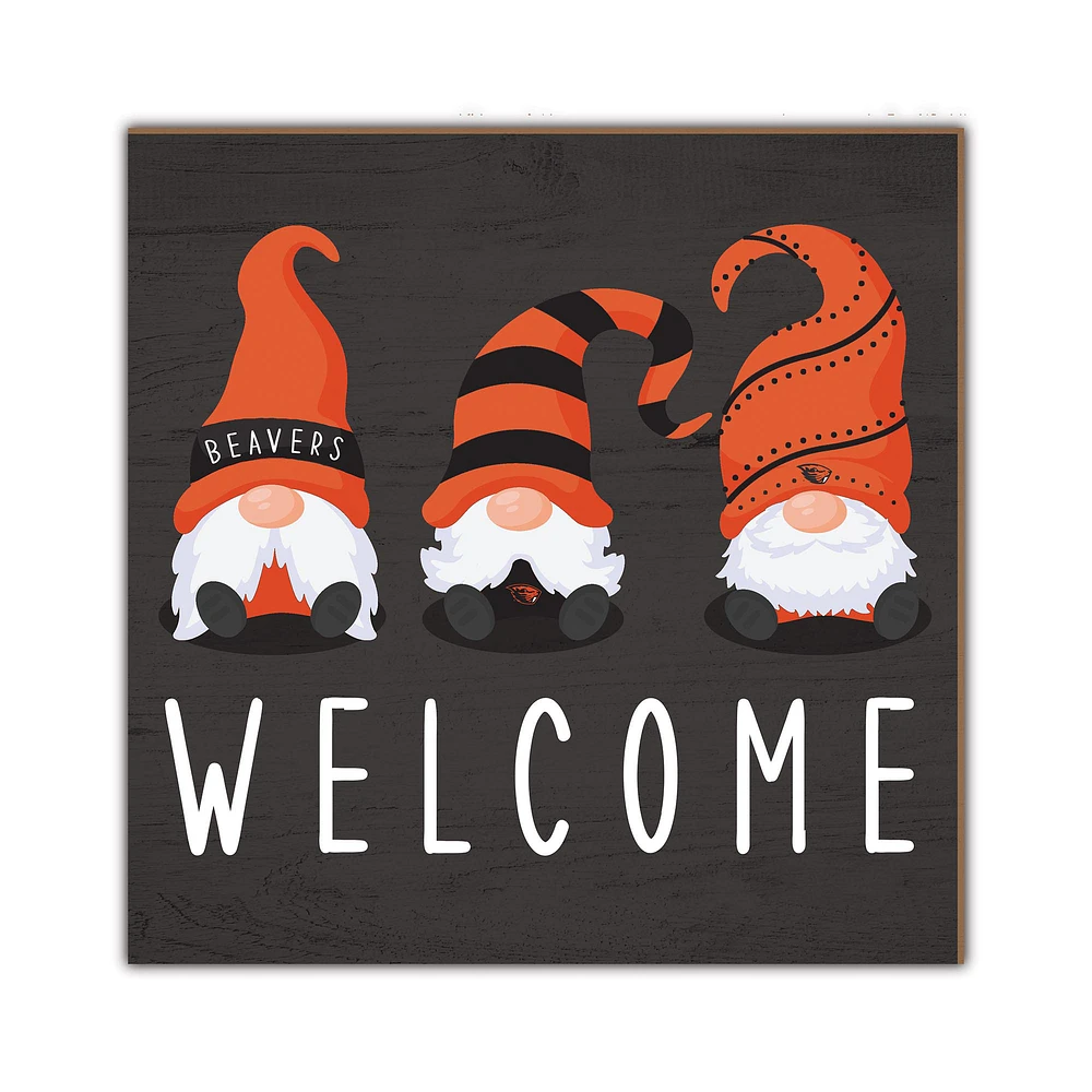 Oregon State Beavers 10'' x 10'' Welcome Gnomes Sign