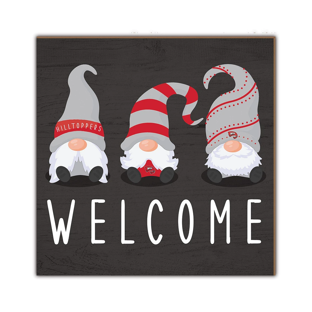 Western Kentucky Hilltoppers 10'' x 10'' Welcome Gnomes Sign