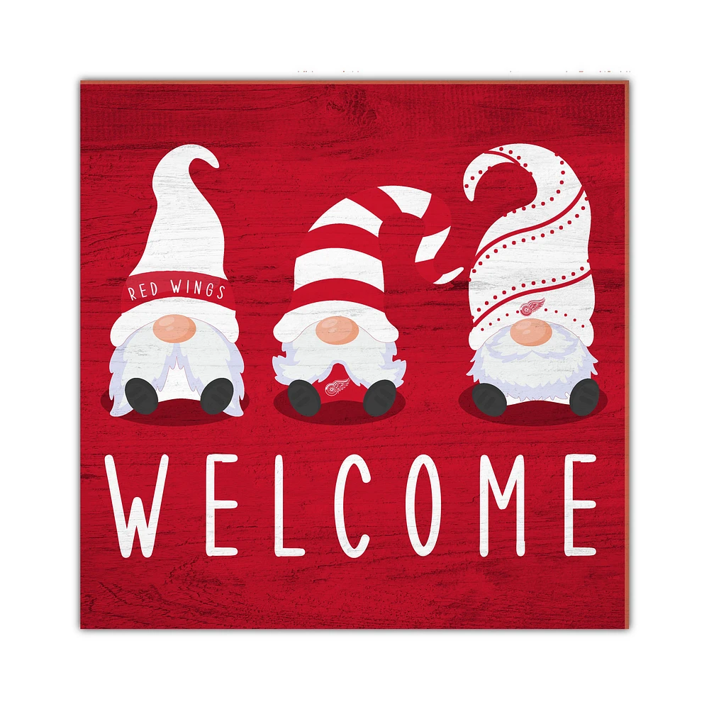 Detroit Red Wings 10'' x 10'' Welcome Gnomes Sign