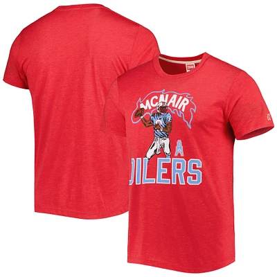 Men's Homage Steve McNair Heathered Heather Red Tennessee Titans Caricature Retired Player Tri-Blend T-Shirt