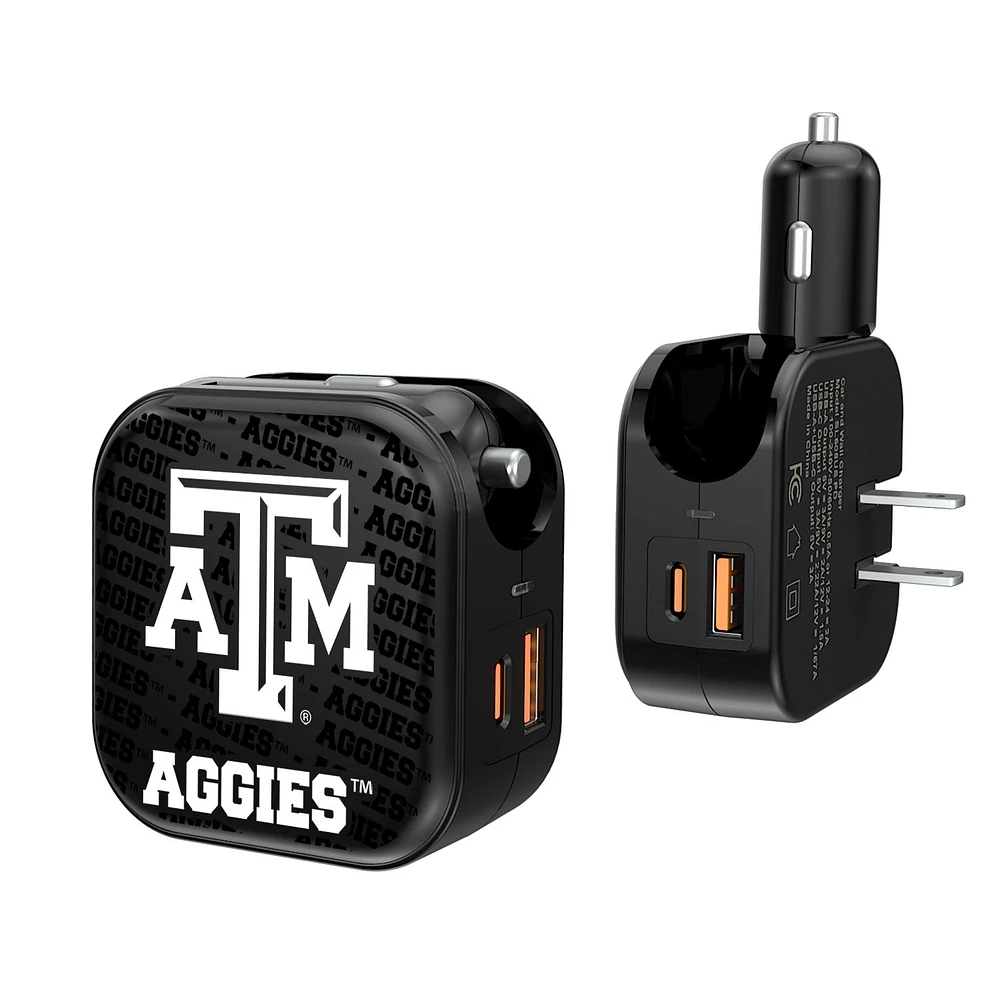 Texas A&M Aggies Team Logo Dual Port USB Car & Home Charger