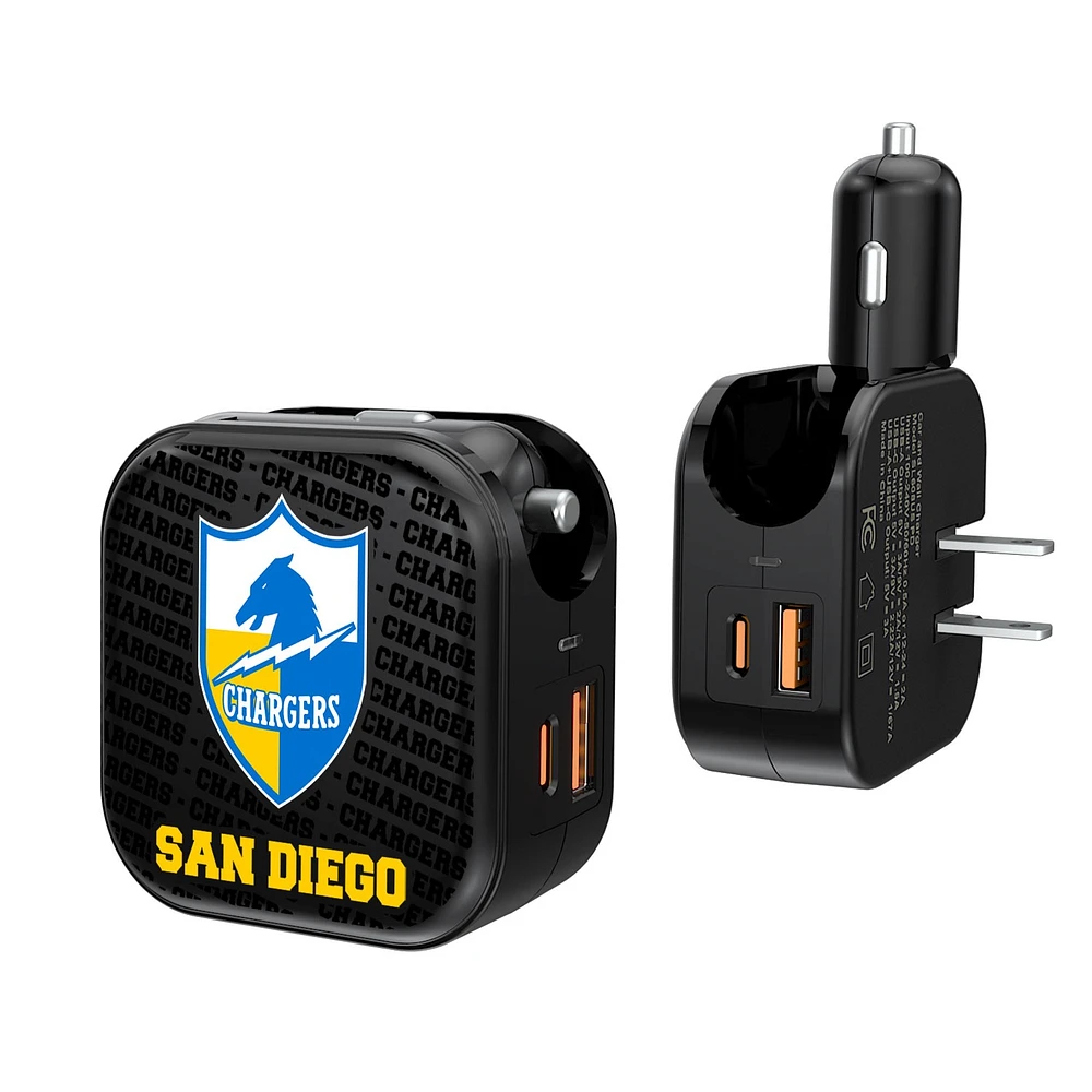 San Diego Chargers Team Logo Dual Port USB Car & Home Charger
