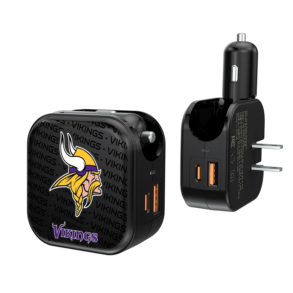 Minnesota Vikings Team Logo Dual Port USB Car & Home Charger