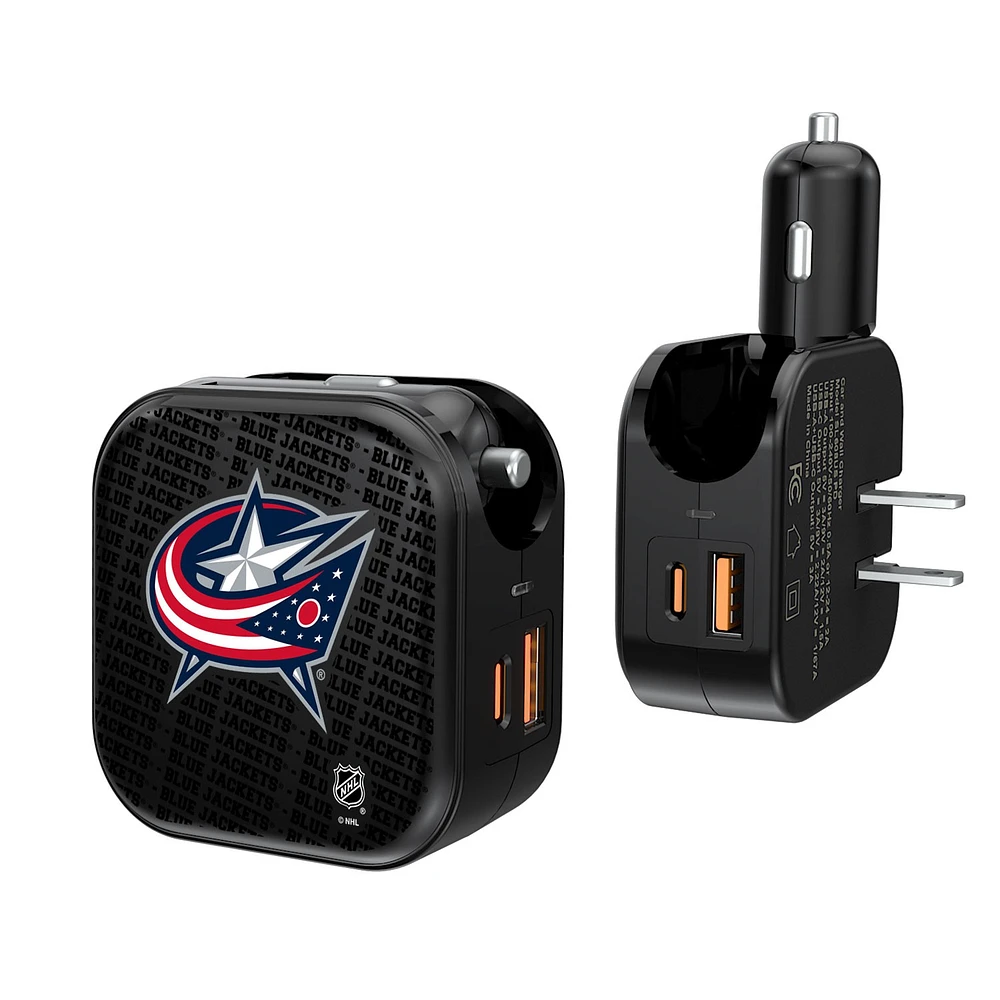 Columbus Blue Jackets Team Logo Dual Port USB Car & Home Charger