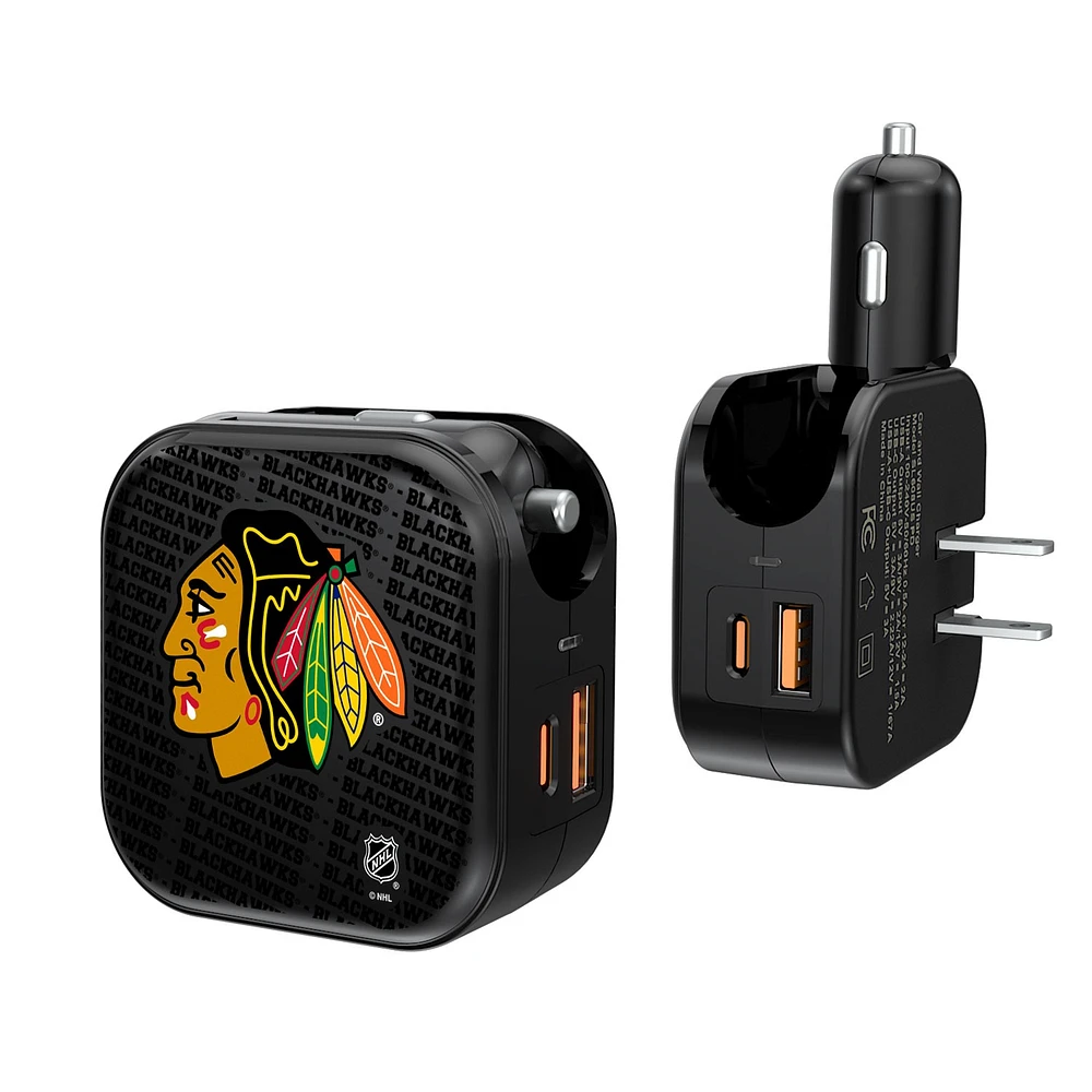 Chicago Blackhawks Team Logo Dual Port USB Car & Home Charger