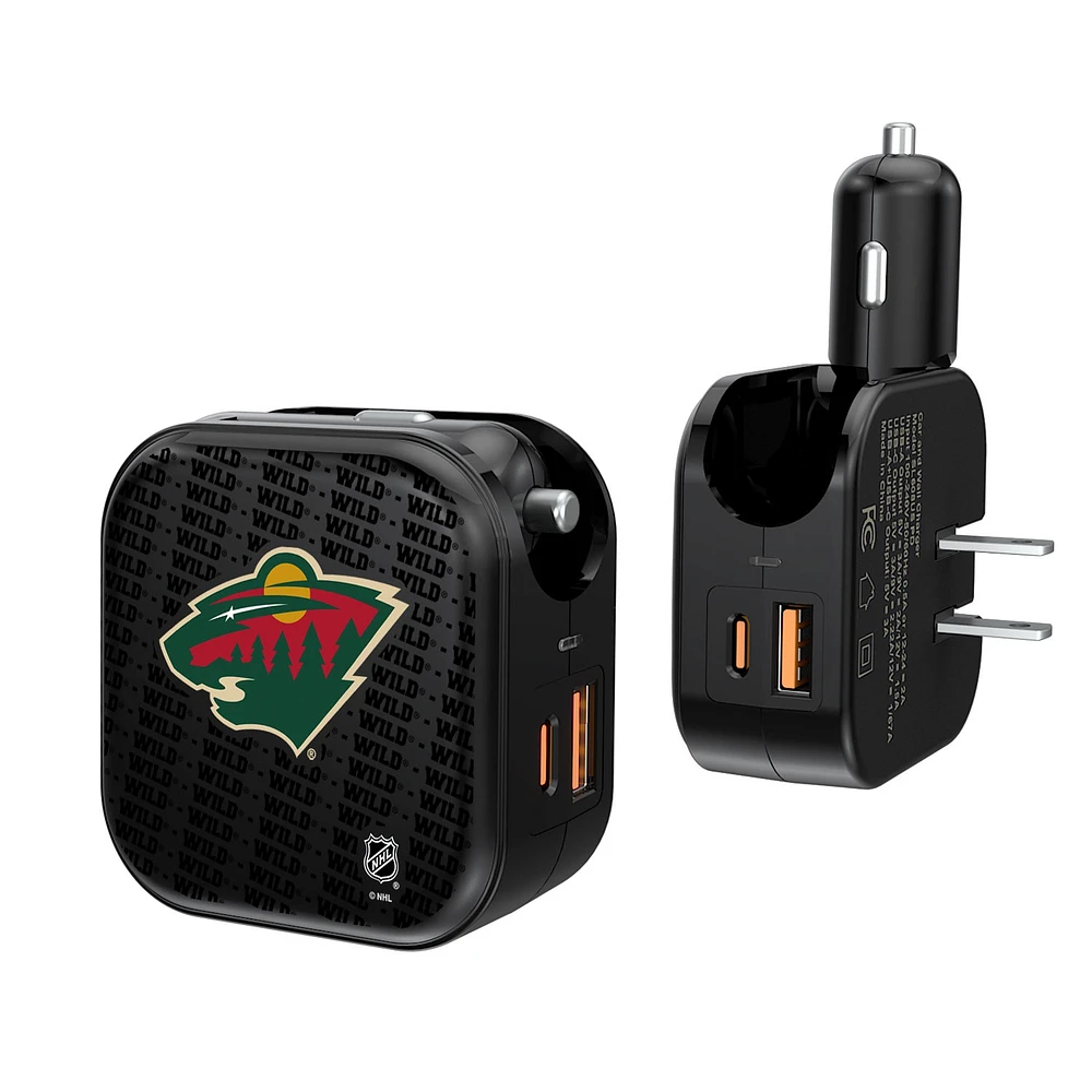 Minnesota Wild Team Logo Dual Port USB Car & Home Charger