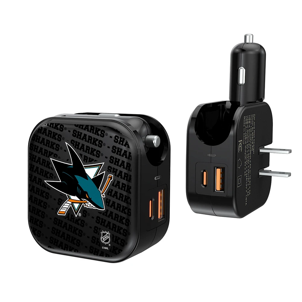 San Jose Sharks Team Logo Dual Port USB Car & Home Charger