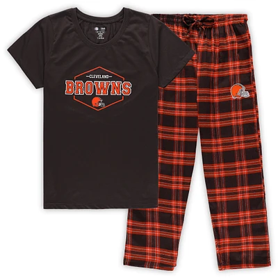 Women's Concepts Sport Brown/Orange Cleveland Browns Plus Badge Top & Pants Sleep Set