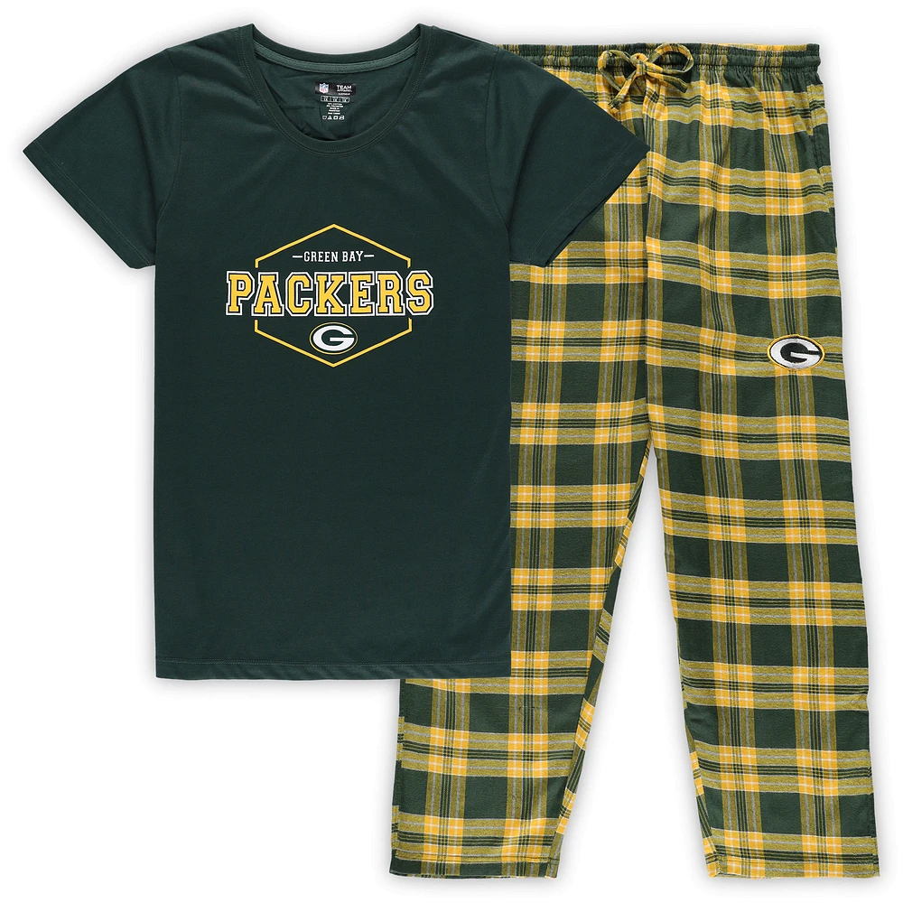 Women's Concepts Sport Green/Gold Green Bay Packers Plus Badge Top & Pants Sleep Set