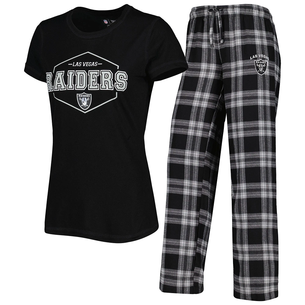 Women's Concepts Sport Black/Gray Las Vegas Raiders Plus Badge Top & Pants Sleep Set