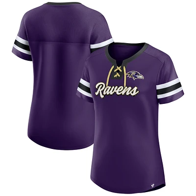 Women's Fanatics Purple Baltimore Ravens Plus Original State Lace-Up T-Shirt