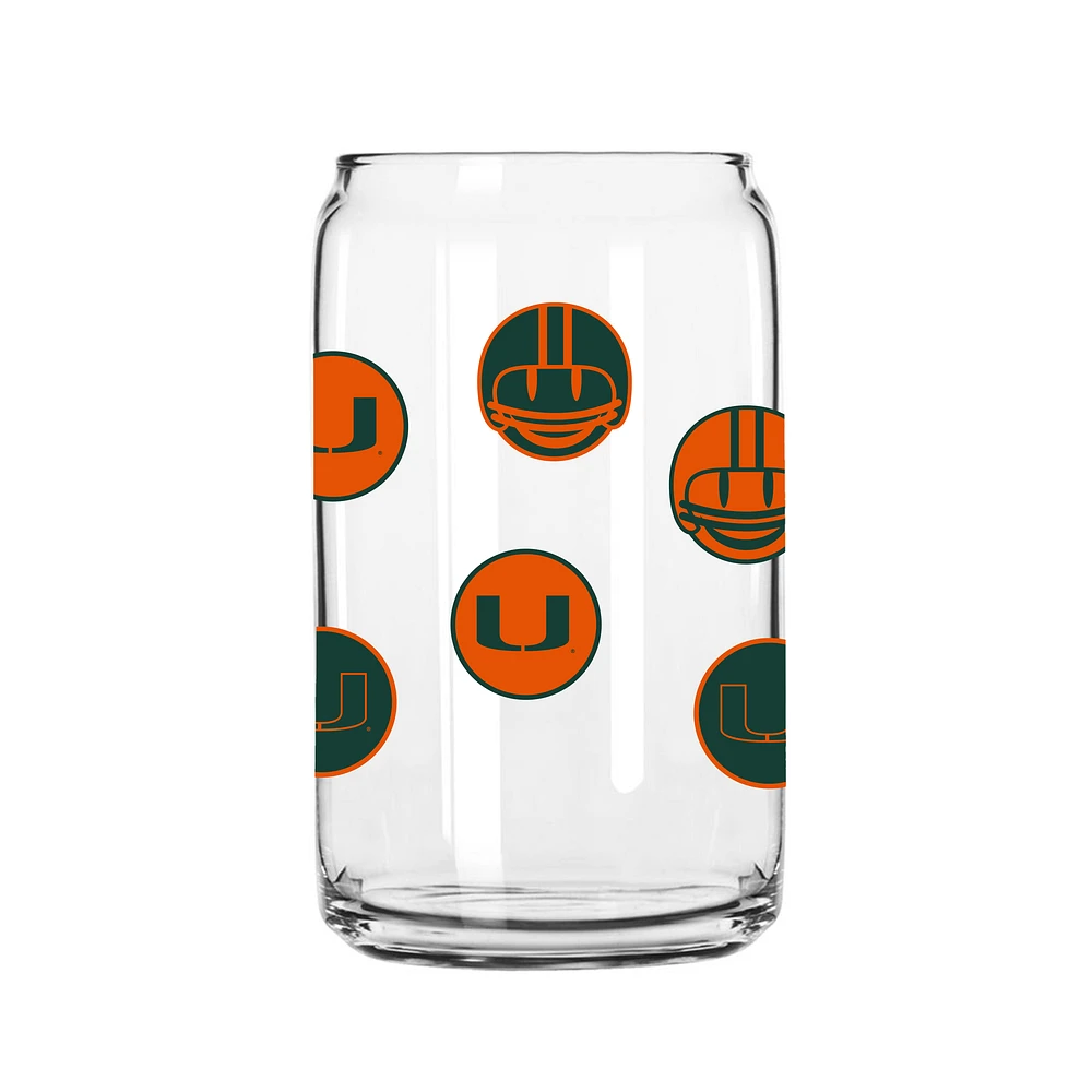 Miami Hurricanes 16oz. Smiley Can Glass