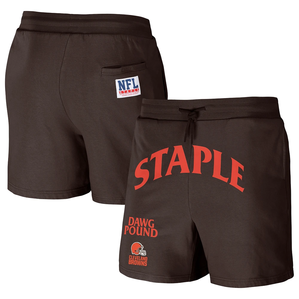 Men's NFL x Staple Brown Cleveland Browns Throwback Vintage Wash Fleece Shorts