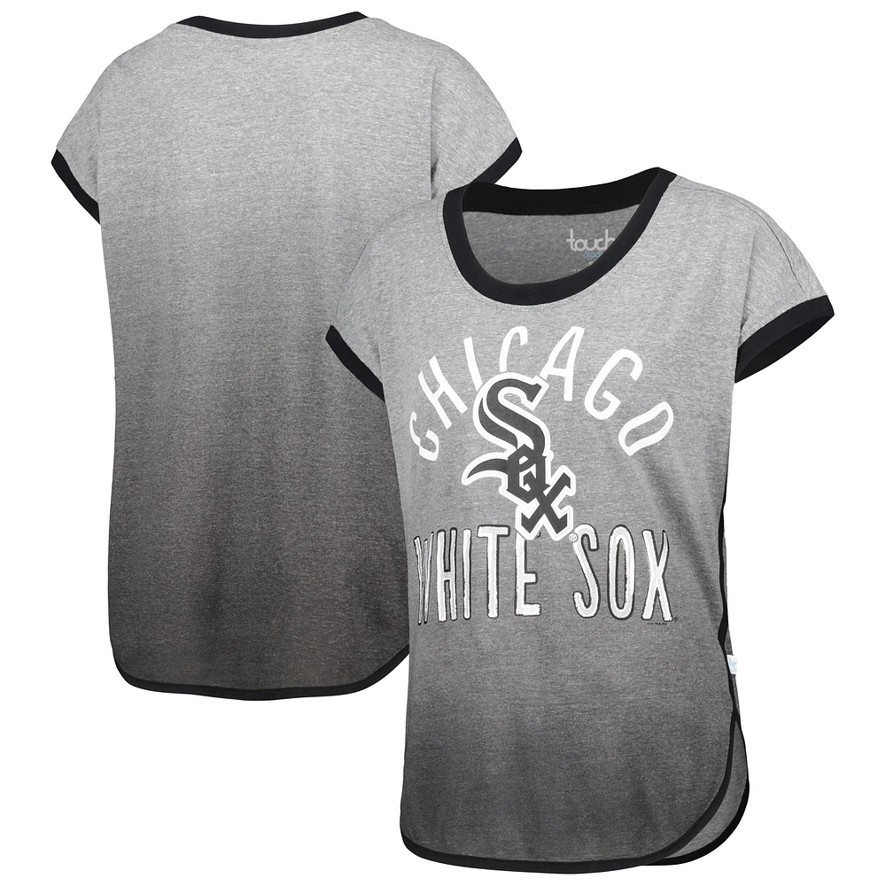 Women's Touch Gray/Black Chicago White Sox Home Run Tri-Blend Sleeveless T-Shirt